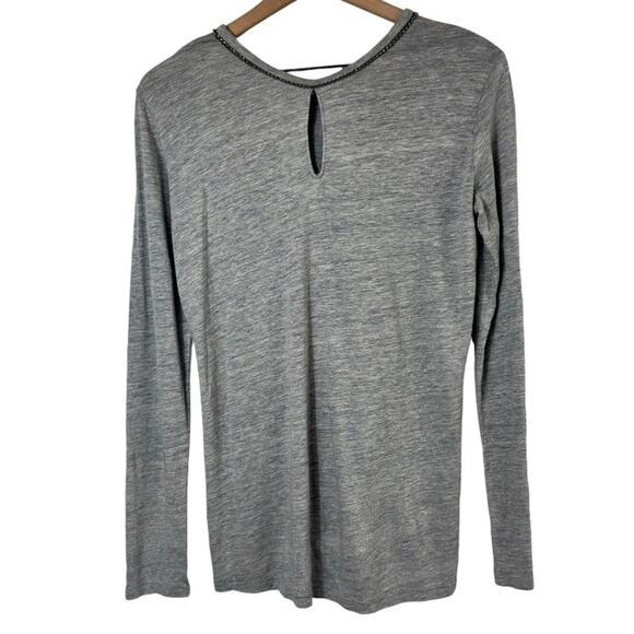 MAJESTIC PARIS FOR NEIMAN MARCUS GREY LONG SLEEVE SIZE 3 OR MEDIUM WITH CRYSTALS - Picture 2 of 5